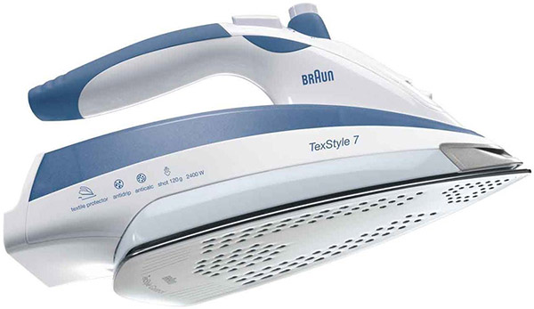 Braun TexStyle Control SI 18890 Steam iron Blue - Irons (Steam iron, 120 g/min, Blue, 0.4 L, 2400 W, 0-50 g/min)